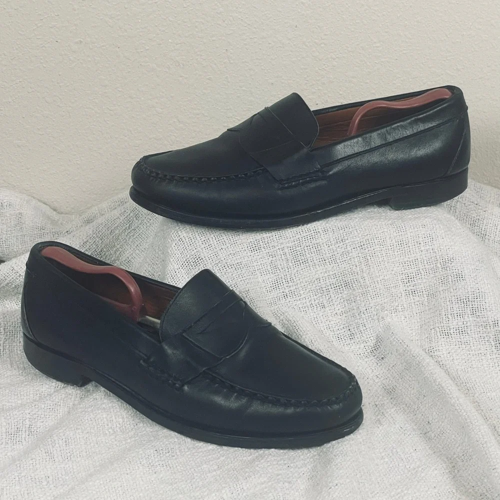 Allen Edmonds Cavanaugh Loafers Mens 10 E Black Leather Penny Dress Made USA